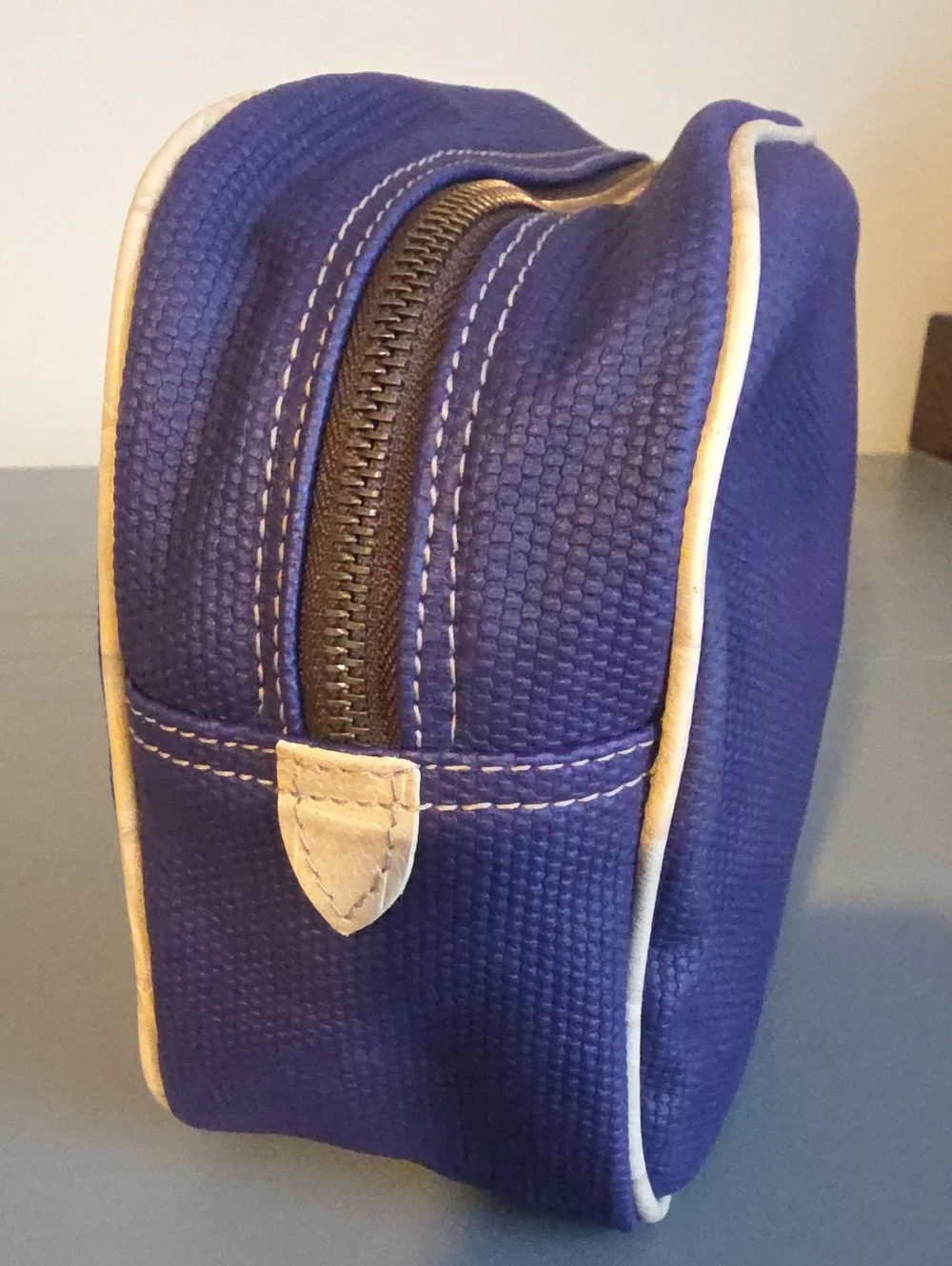 FURLA Textured Leather Large Travel Toiletry/Cosmetic Bag